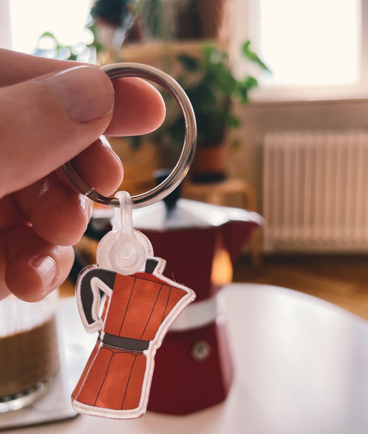 Moka Pot (transparent) keyring